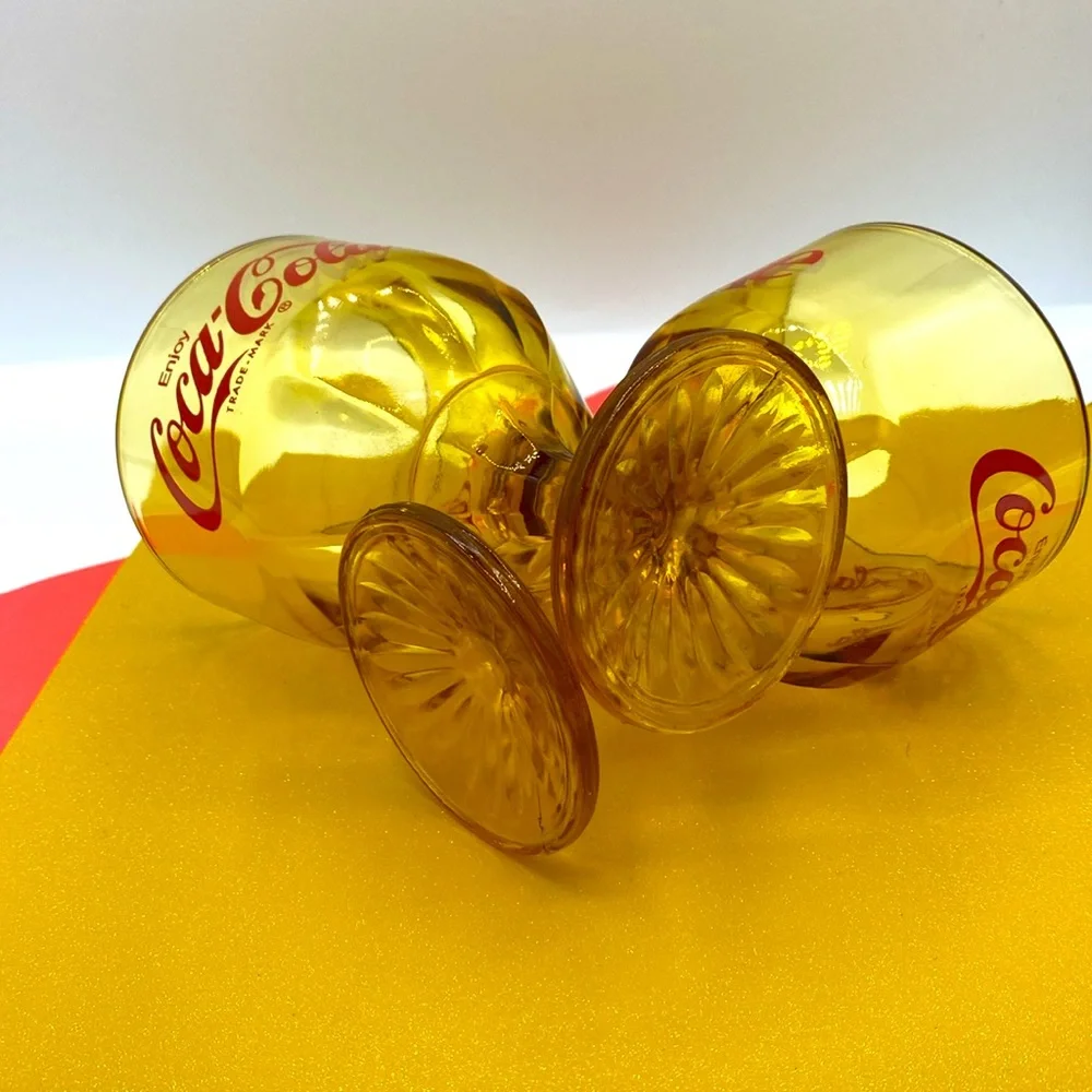 Vintage 1970 “Enjoy Coca-Cola” Amber Glass With Red Lettering